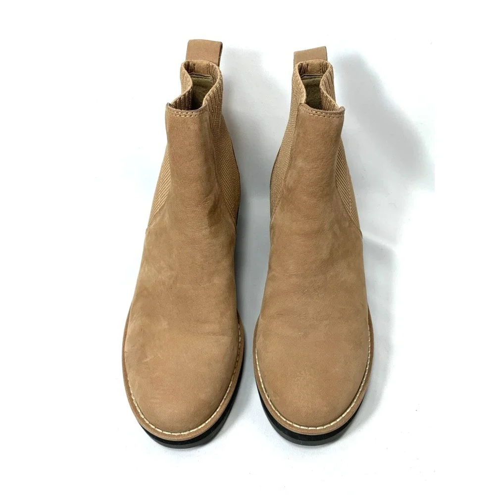 Eileen Fisher Suede Chelsea‎ Boot Womens 7.5 Leather Wheat Wedge Lilou